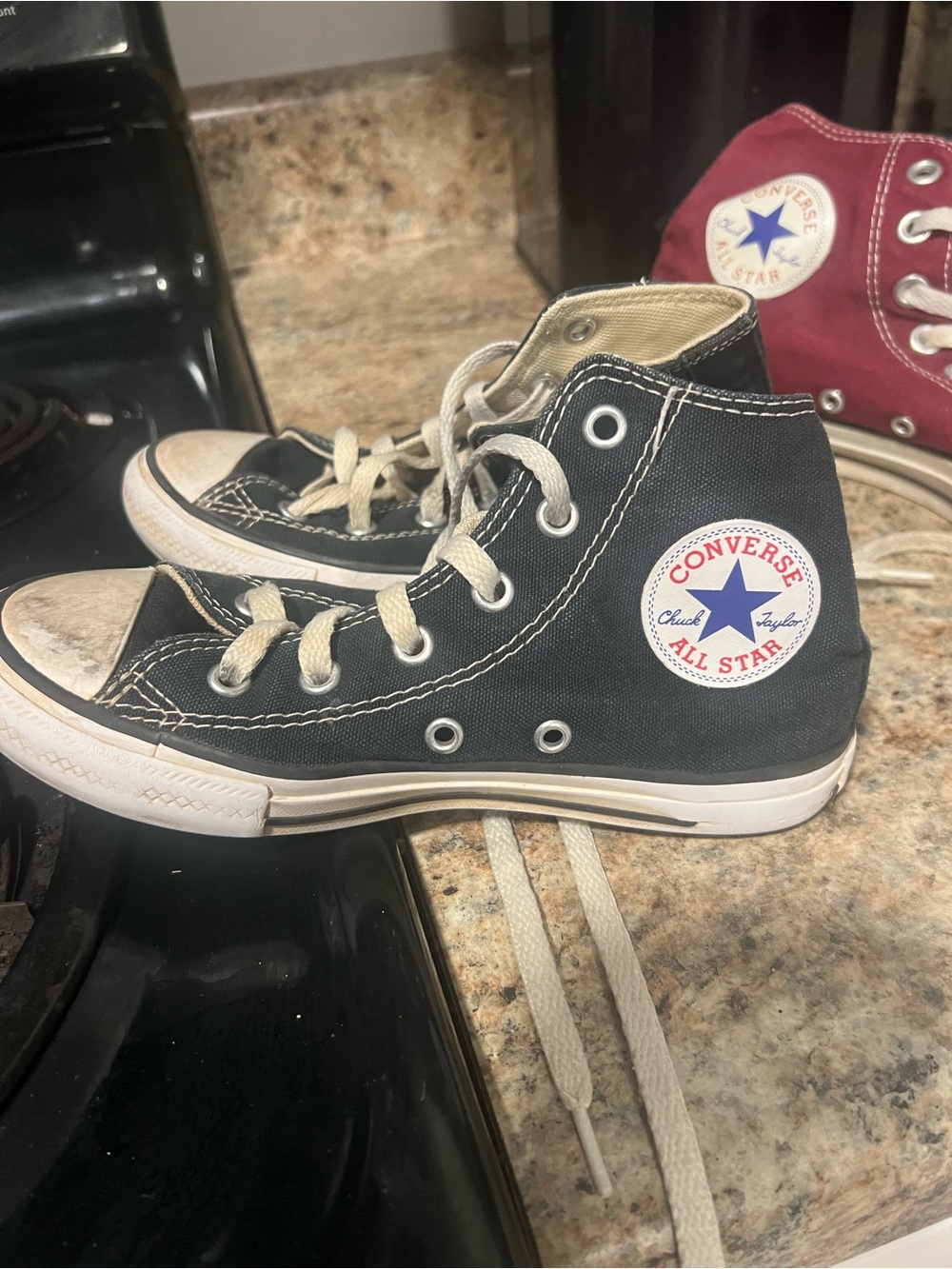 Converse Kids High Top Sneakers - Black with White Trim